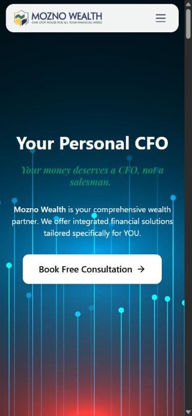 Mozno Wealth public website on mobile